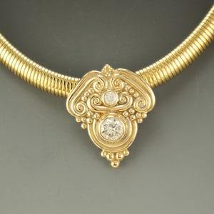 14k Yellow Gold Moissanite Slide Necklace- Sold as SLIDE ONLY- Handmade One of a Kind Artisan Pendant Made in the USA with Free Shipping!