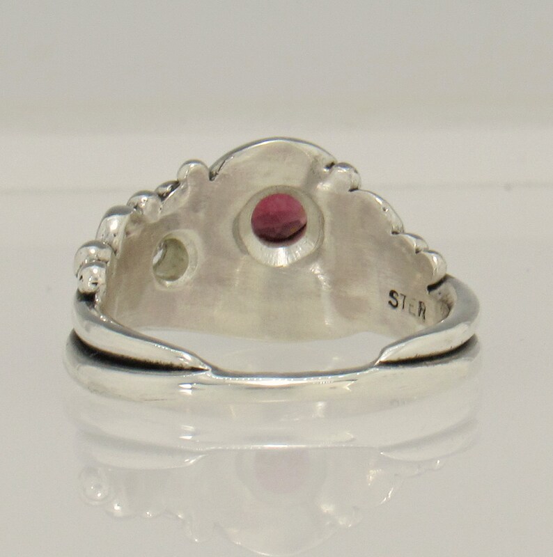 Sterling Silver 5 mm Garnet and 3 mm Moissanite Ring, One of a Kind Bezel Set Handmade Artisan Ring, Made in USA, Free Shipping. image 4