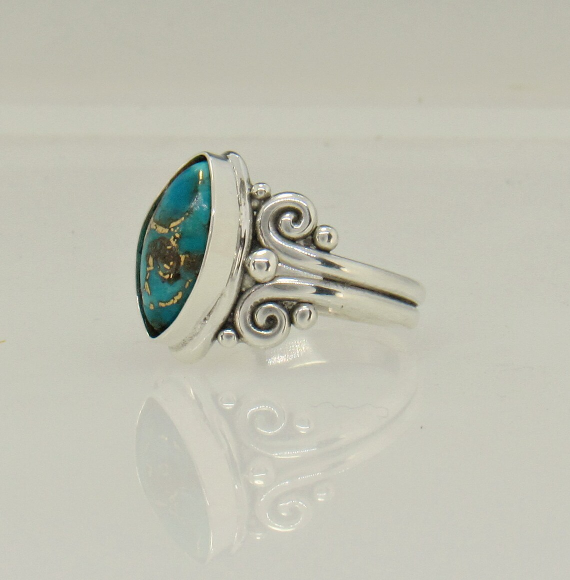 Sterling Silver Turquoise Ring- Handmade One of a Kind Ring Made in the ...
