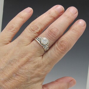 Sterling Silver Ring with 7 mm Moissanite , Handmade One of a Kind Artisan Jewelry Made in USA with Free Shipping image 7