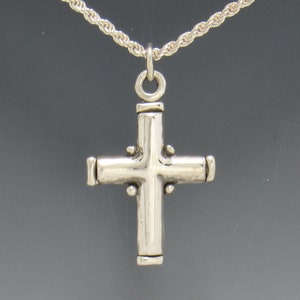 Plain Sterling Silver Cross with 18&quot; Chain, Handmade One-of-a-Kind Artisan Cross Made in the USA with Free Domestic Shipping.