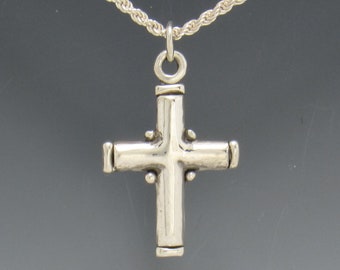 Plain Sterling Silver Cross with 18" Chain, Handmade One-of-a-Kind Artisan Cross Made in the USA with Free Domestic Shipping.