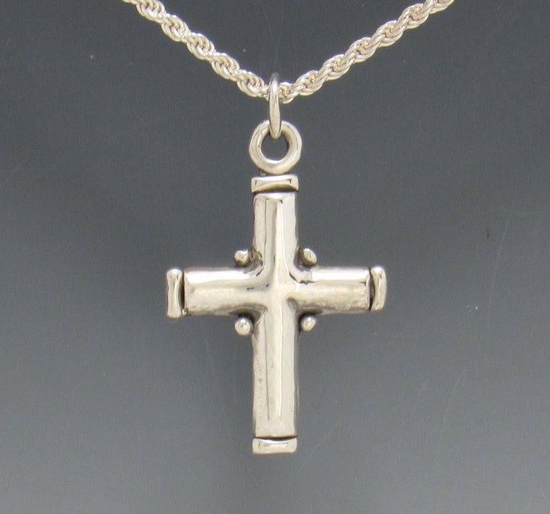 Plain Sterling Silver Cross with 18 Chain, Handmade One-of-a-Kind Artisan Cross Made in the USA with Free Domestic Shipping. image 1