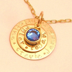 14k oro relleno MINI collar mommy personalizada de la piedra de nacimiento madres a mano estampada nuevo bebé encanto nacimiento joyería. por Silverpress Free Shipping