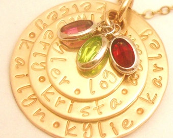 The NANA  NECKLACE ...14K Gold  Hand Stamped Personalized Jewelry . Mother Grandmother Charms by silverpress . Free Shipping