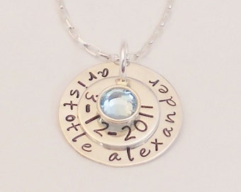 Silver MINI MOMMY Family Story Charm Necklace . Sterling Silver Pendant . Hand Stamped PERSONALIZED Jewelry .. Free Shipping
