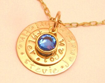 14k GOLD MINI MOMMY Personalized Hand Stamped Family Story Necklace Mothers Day gift for her Mom Grandmother Spring