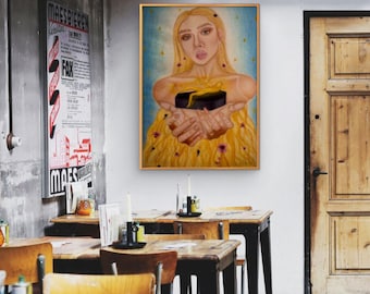 Golden Offering Wall Art Print | Ethereal Woman Poster