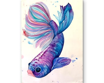 Betta Fish Wall Art Print | Watercolor Fish Artwork