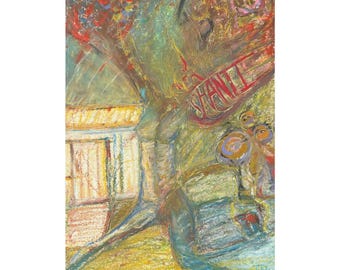Shanti Cottage Wall Art Print | Whimsical Pastel Landscape