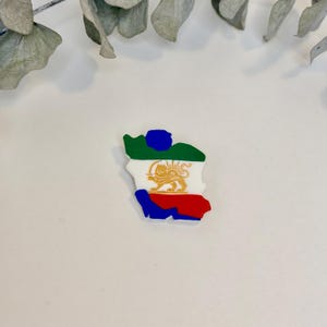 Persien Karte, Pin, Löwe und Sonne, handgemachter Ton