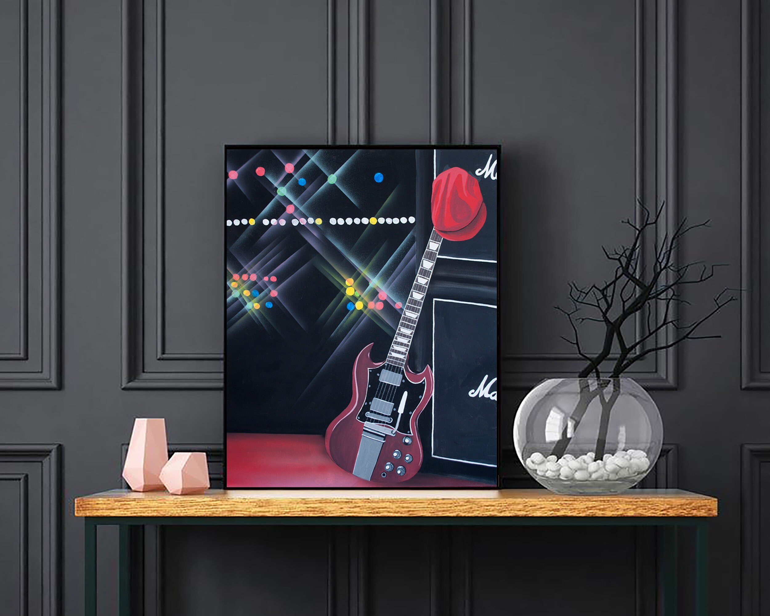 Angus Young of AC/DC, 1960 Vintage Red Gibson SG, Marshall Stack ...