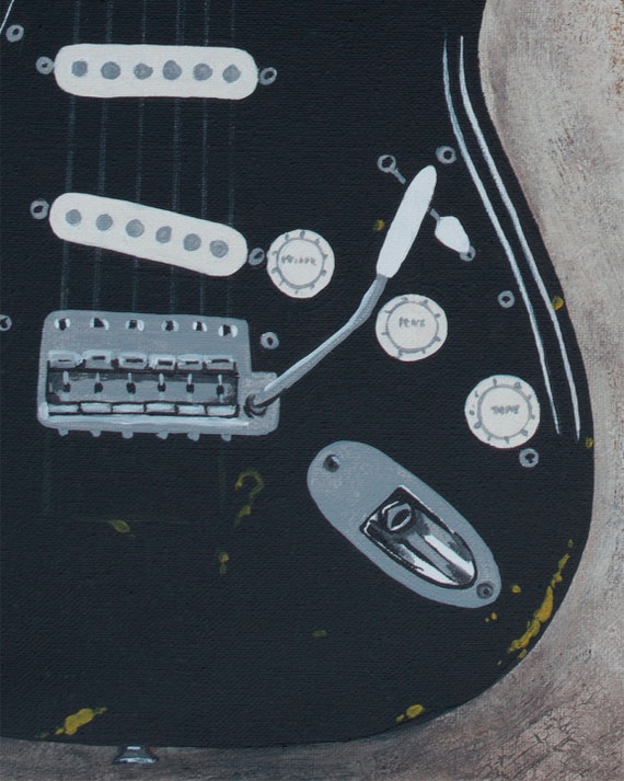 Art Art Posters David Gilmour Stratocaster Guitar Specs Black Strat