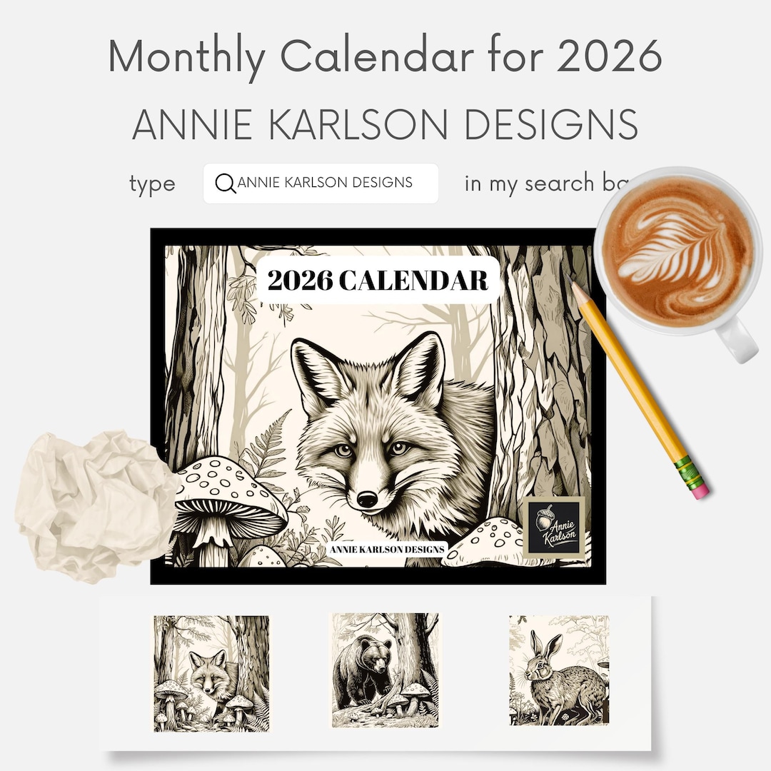 2026 Printable Calendar | Sepia No Frame | Forest Animal Wall Calendar ...