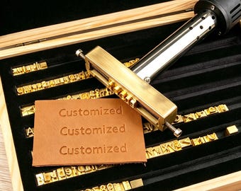 Personalized Leather Stamp Kit, Brass Letter Mold with Heat Pen, Custom Initial Brand for Crafters, Leathersmith Monogram Tool,
