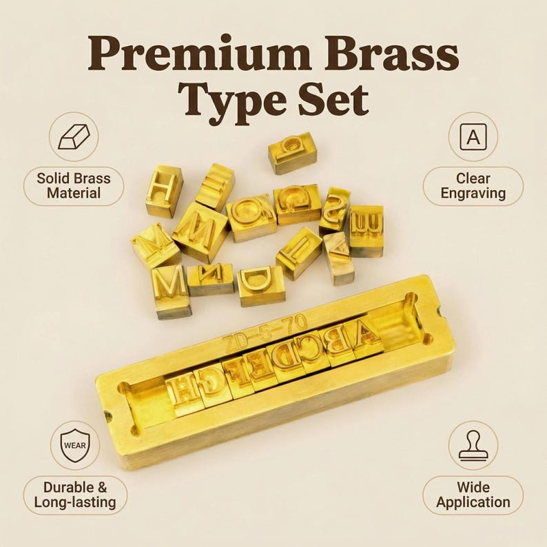 Custom Brass Alphabet Stamp for Leather Branding,Hot Foil Stamping Type Set,Leather Craft Tools,Letter Stamp for Embossing,Personalized Gift Stamps Only