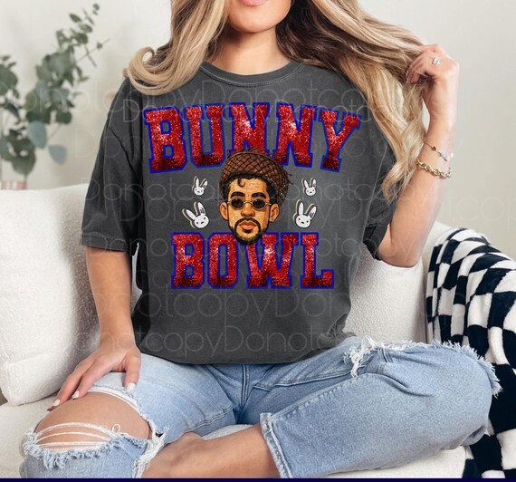 Bad Bunny Benito Bowl faux sequin Super PNG,   Design Digital Download