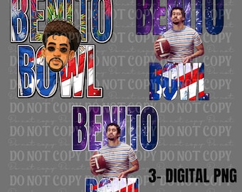 Bad Bunny Benito Bowl Super PNG,  3 PNG Design Digital Download