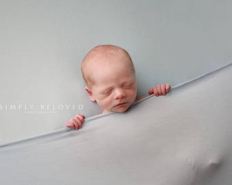 SALE! Soft Light Blue Soft Ivory Jersey Stretch Wrap Beanbag Backdrop Newborn Photo Prop Boy Girl First Photo Studio Dusty Blue Swaddle