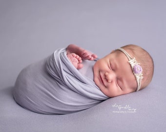 Lavender Stretch Jersey Wrap Newborn Photo Prop Wrap in Very Light Lavender for Baby Girl Optional Beanbag Backdrop Fabric