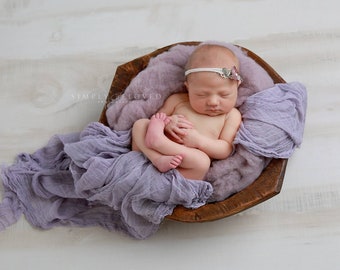 Premium Cheesecloth Photo Layer Dusky Smoky Lavender Hand-Dyed Cheesecloth Newborn Photo Prop Regular Length Wedding Table Runner