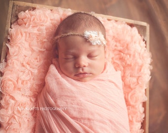 SALE!! Cheesecloth Baby Wrap Premium Photo Prop Wrap for Newborn Baby Girl Soft Peach Summer Spring Fall