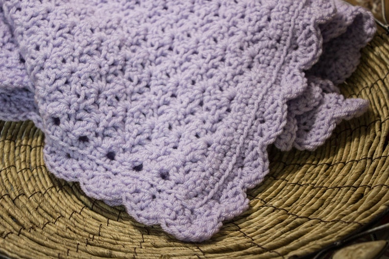 Lavender Lilac Baby Blanket-Photo Prop Blanket-Soft and Cuddly Baby Blanket Lavender White for Baby Girl-Heirloom Baby Shower Gift image 1