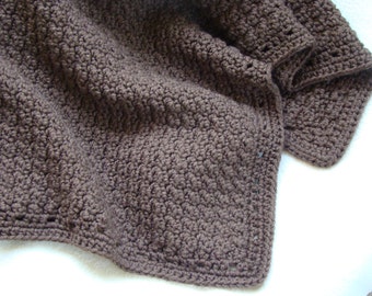 Throw/Blanket--Rich Chocolate Brown Textured Blanket--or Choose Your Own Color