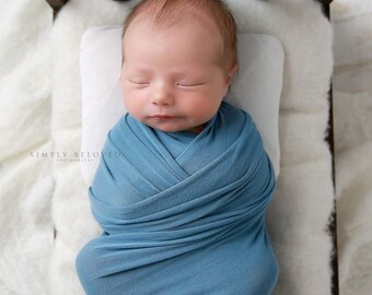 Slate/Country Blue Jersey Stretch Photo Wrap for Newborn Photography Only Baby Boy Girl