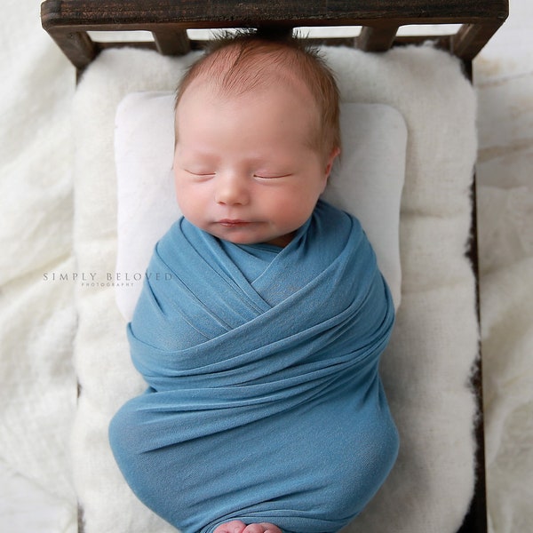 Slate/Country Blue Jersey Stretch Photo Wrap for Newborn Photography Only Baby Boy Girl