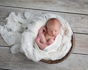 Newborn Photo Prop: White Jersey Stretch Wrap, Baby Swaddle