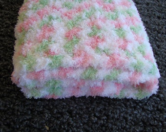 Ultra Soft Baby Blanket--Ultra Soft and Cuddly Baby Girl Blanket in Pink, Green, and White or Blue, Green and White for Boys