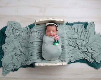 Sage Green Wrap Newborn Photo Prop Jersey Stretch Swaddle Wrap