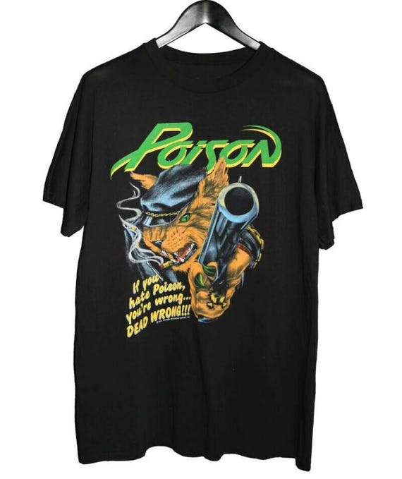 POISON ヴィンテージ バンドTシャツ ブラック Vintage Poison T-shirt 80s Heavy Rock Band Concert Tour on Funny