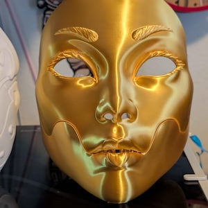 Geisha Masquerade Horror Mask (Movable Jaw) Gold