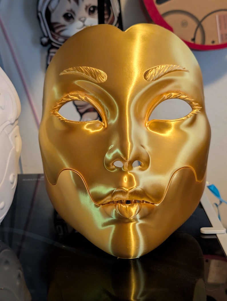 Geisha Masquerade Horror Mask (Movable Jaw) Gold