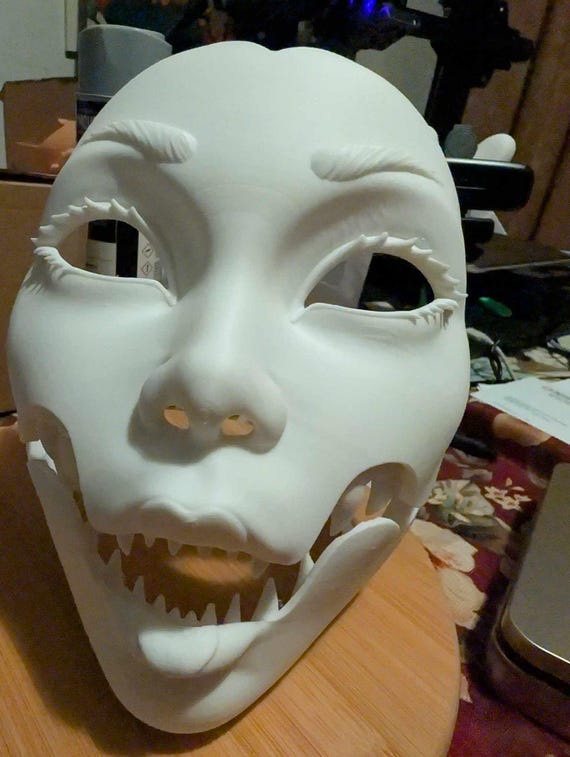 Geisha Masquerade Horror Mask (High-Resolution, PLA plus)  Movable Jaw + Wall-hanger Option