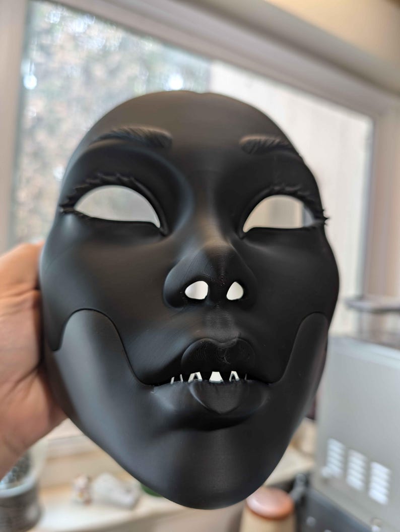 Geisha Masquerade Horror Mask (Movable Jaw) Black