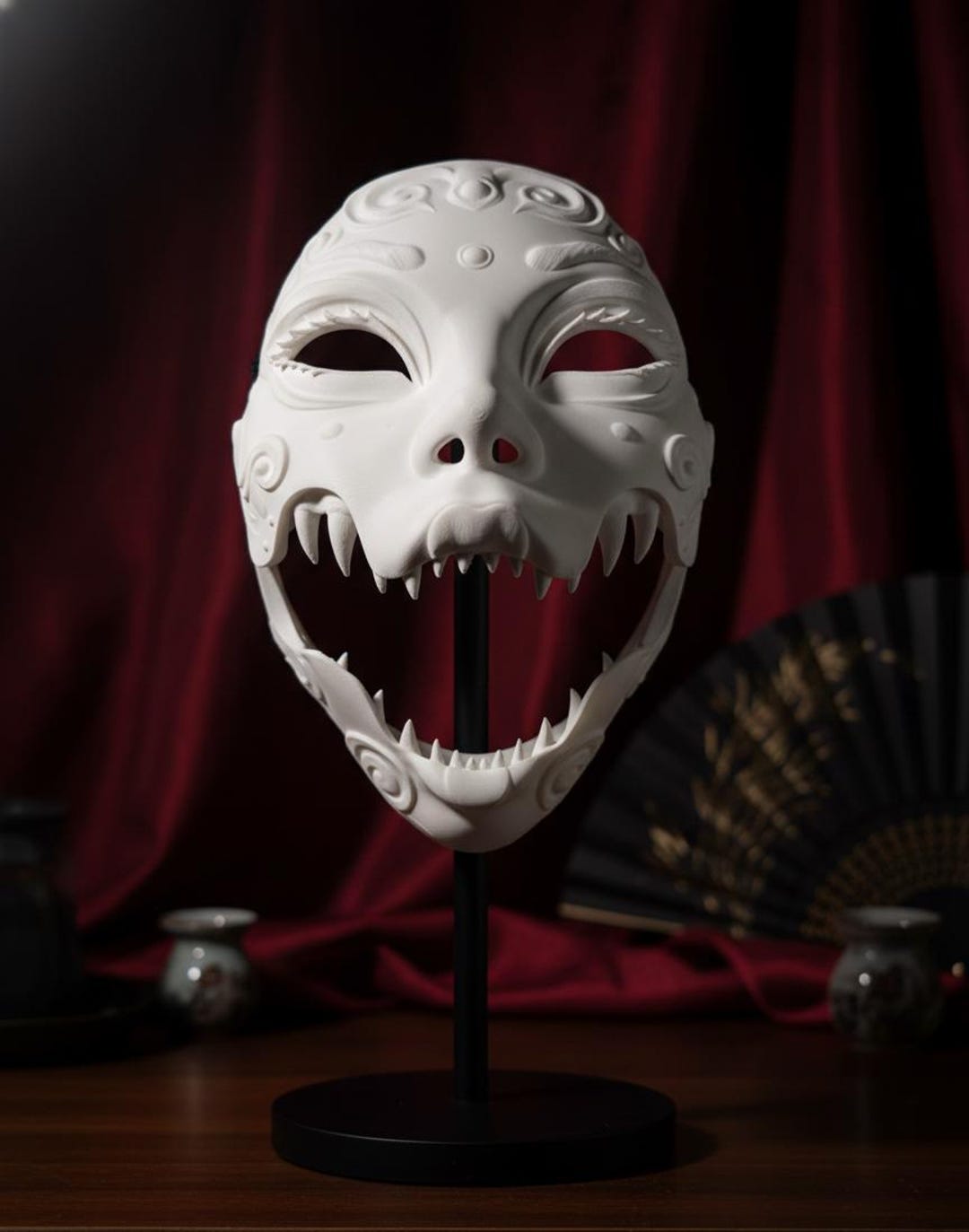 Gaasha Mask Ornate Geisha Masquerade Mask (movable Jaw Mask) - Etsy