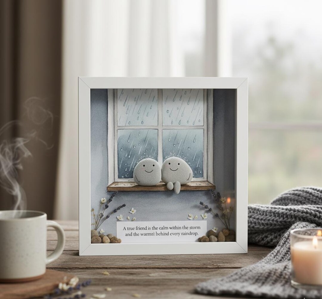 Custom Besties Pebble Art – Handmade Friendship Shadow Box - Etsy