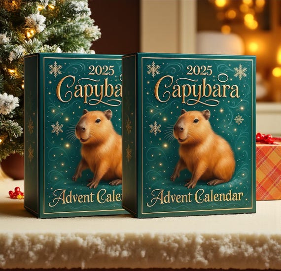 Calendrier De L'Avent Capybara 2025 En Acrylique - 26x18 Cm, 24 Cases, Décoration De Noël Pour Famille Et Amoureux Des Animaux