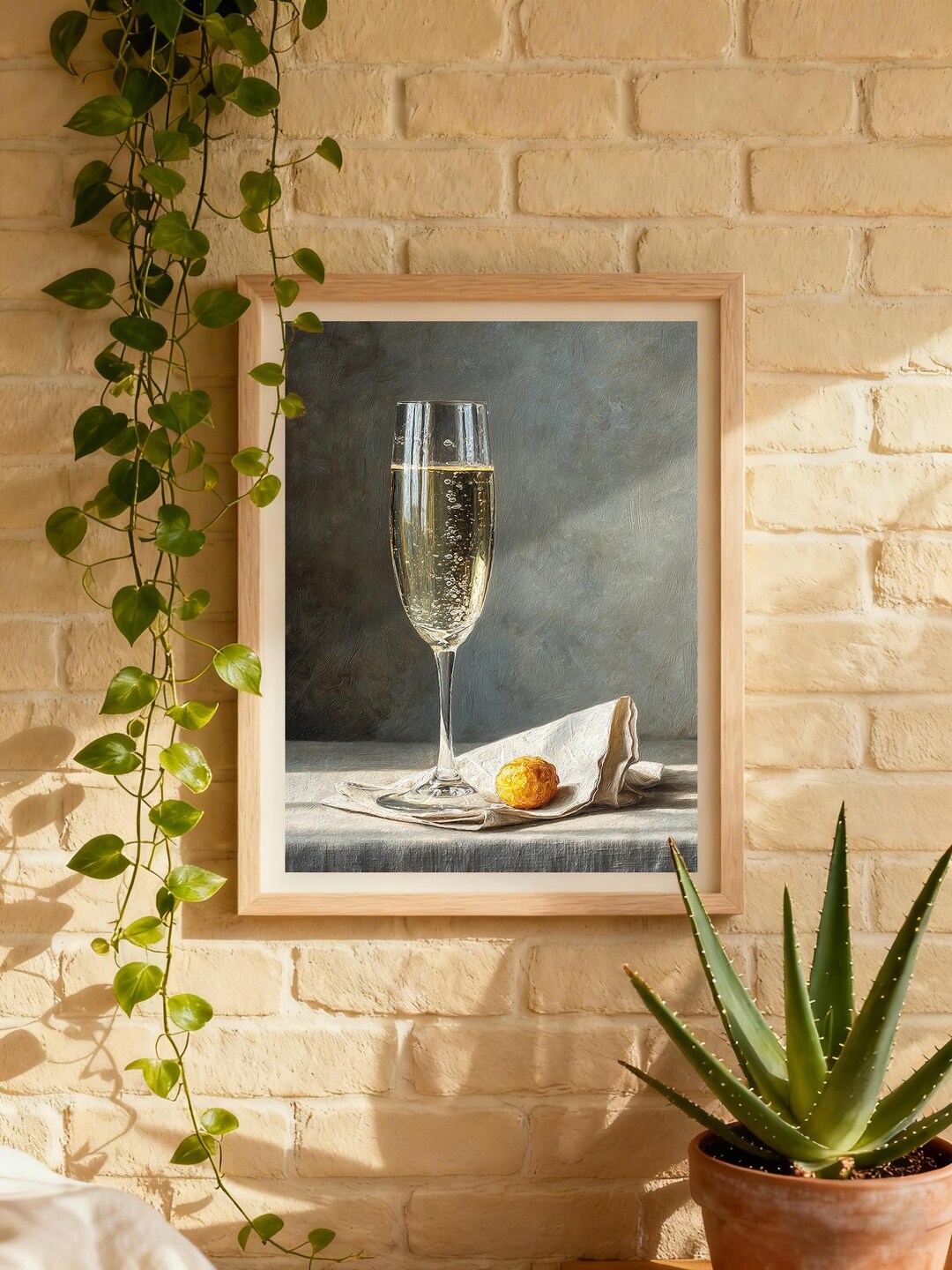Champagne Wall Art Print, Elegant Sparkling Wine Still Life, Minimal ...