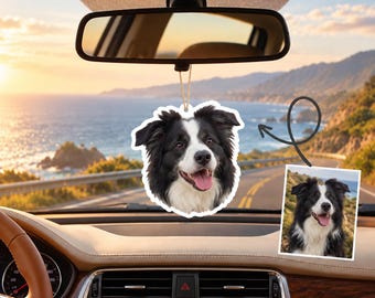Ambientador para coche con foto personalizada de mascota, ambientador personalizado con la cara de un perro o gato, fragancia para coche de doble cara, regalo conmemorativo para amantes de las mascotas