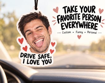 Custom Face Car Air Freshener, Personalized Photo Air Freshener, Funny Boyfriend or Husband Gift, Double-Sided Car Decor