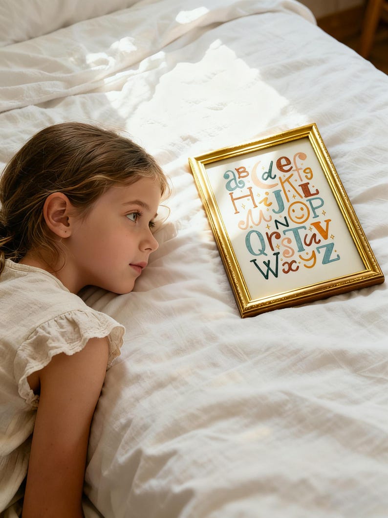 Colorful Alphabet Wall Art for Kids – ABC Poster for Nursery, Playroom ...