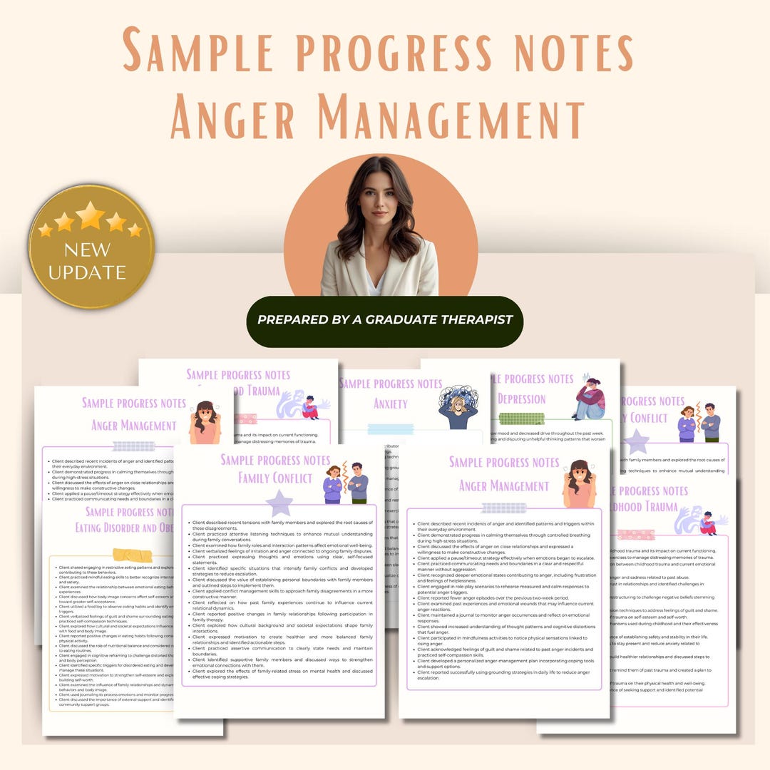 Therapy Progress Note Templates, Therapy Intervention Counselor Cheat ...