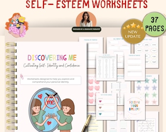 Self esteem worksheets, Self esteem and confidence and self identity worksheets,therapy resources,therapy office decor,teen and kids therapy