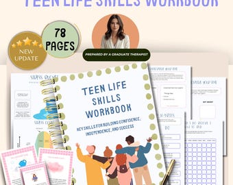 Teen Therapy Workbook - 76 Pages of effective coping strategies, reflective questions and life skills. CBT. Therapist workbook. Self-care