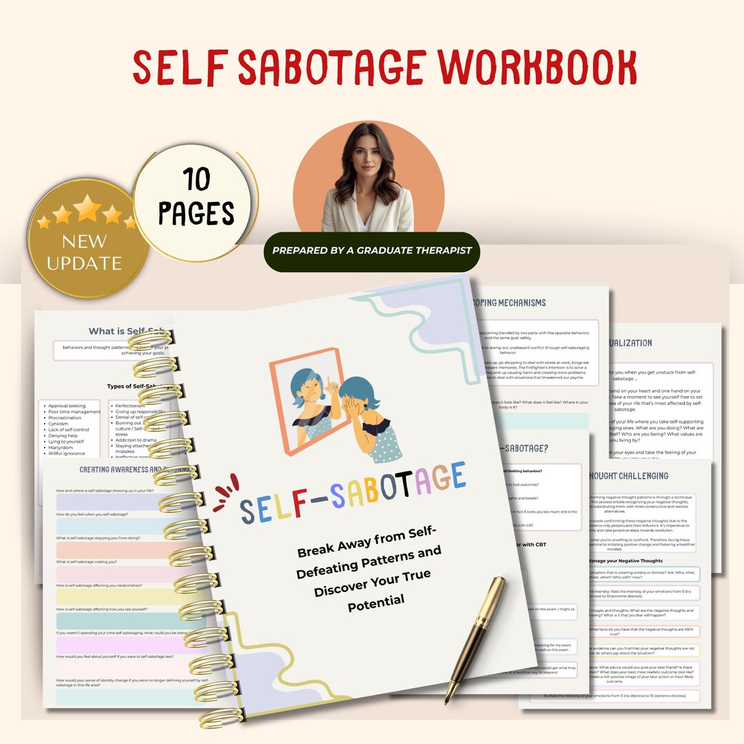 Self Sabotage Workbook,self-love Journal Therapy,emotional Regulation ...