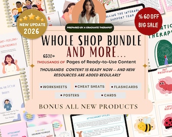 2026 Complete therapy bundle  Anxiety, depression bundle trauma, PTSD, CBT,  bpd, kids, family, couples, self worth,self-esteem, sfbt